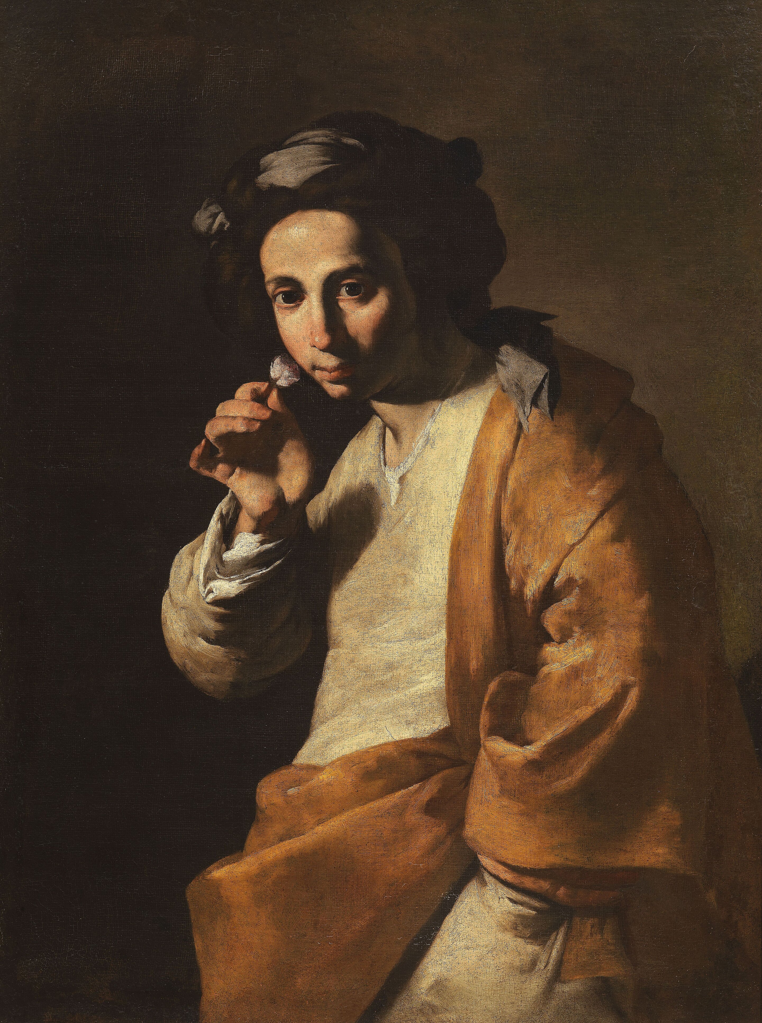 Figure juvénile humant une rose, vers 1635-1640