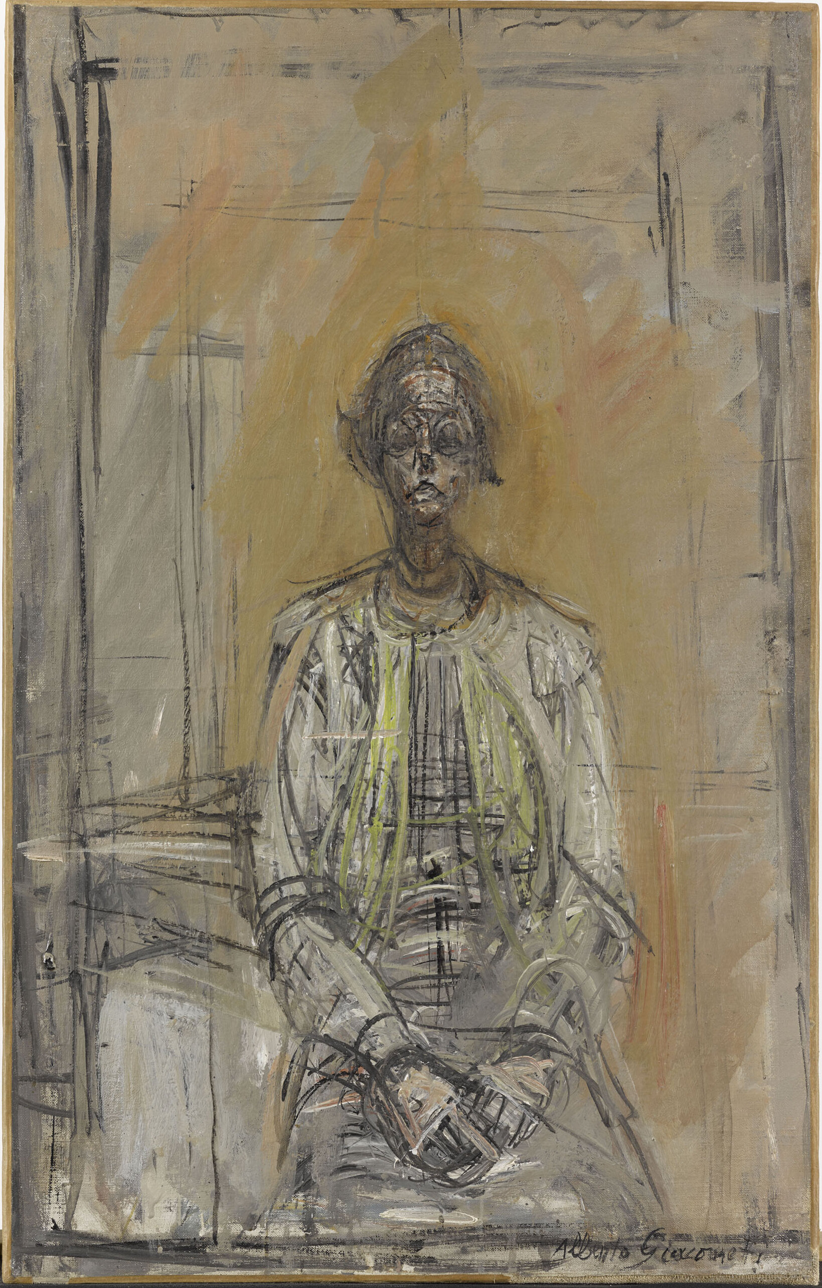 Alberto Giacometti (1901-1966), Portrait d’Annette, 1954, huile sur toile, 56 x 35 cm - Paris musée d'Orsay, dépôt au musée Granet Aix-en-Provence, donation de Philippe Meyer, 2000 © RMN-Grand Palais – Photos Mathieu Rabeau © Succession Giacometti / ADAGP, Paris, 2026