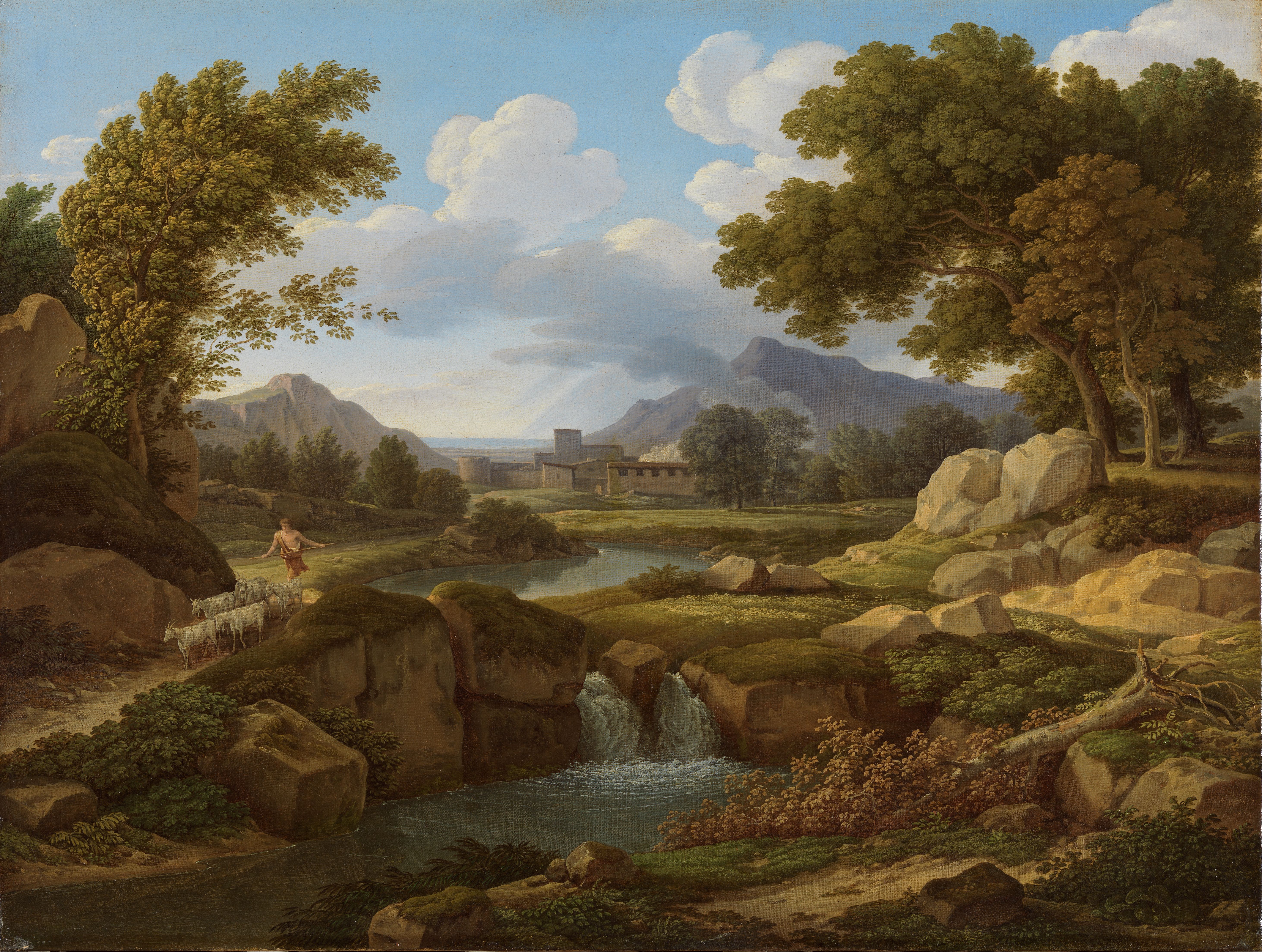 Paysage avec berger et chèvres