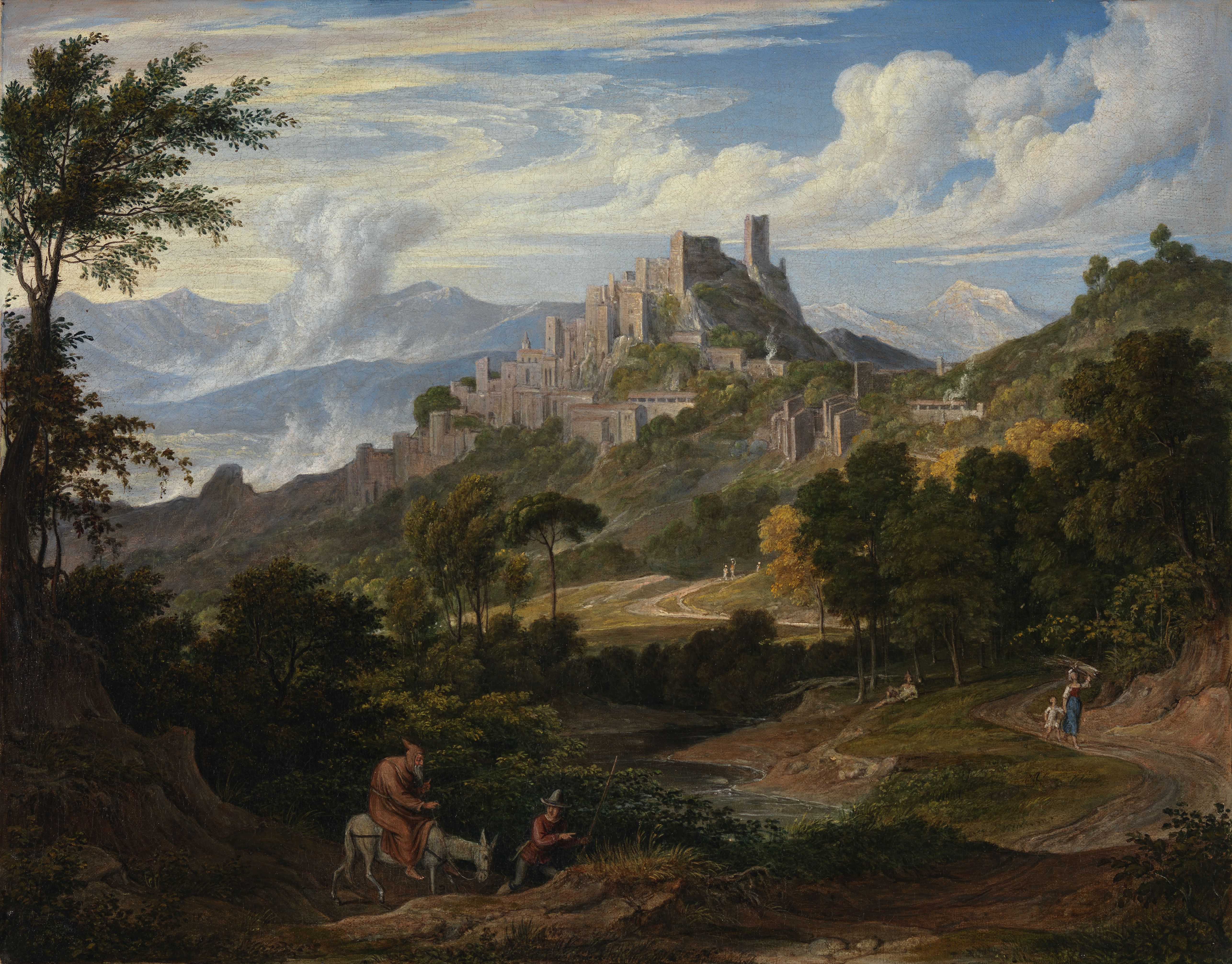 Paysage près d'Olevano avec un moine à cheval