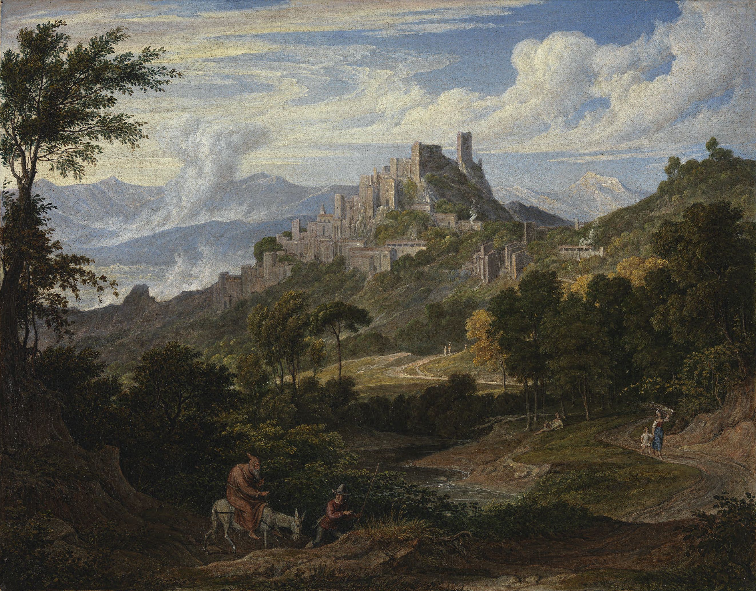 Paysage près d'Olevano avec un moine à cheval