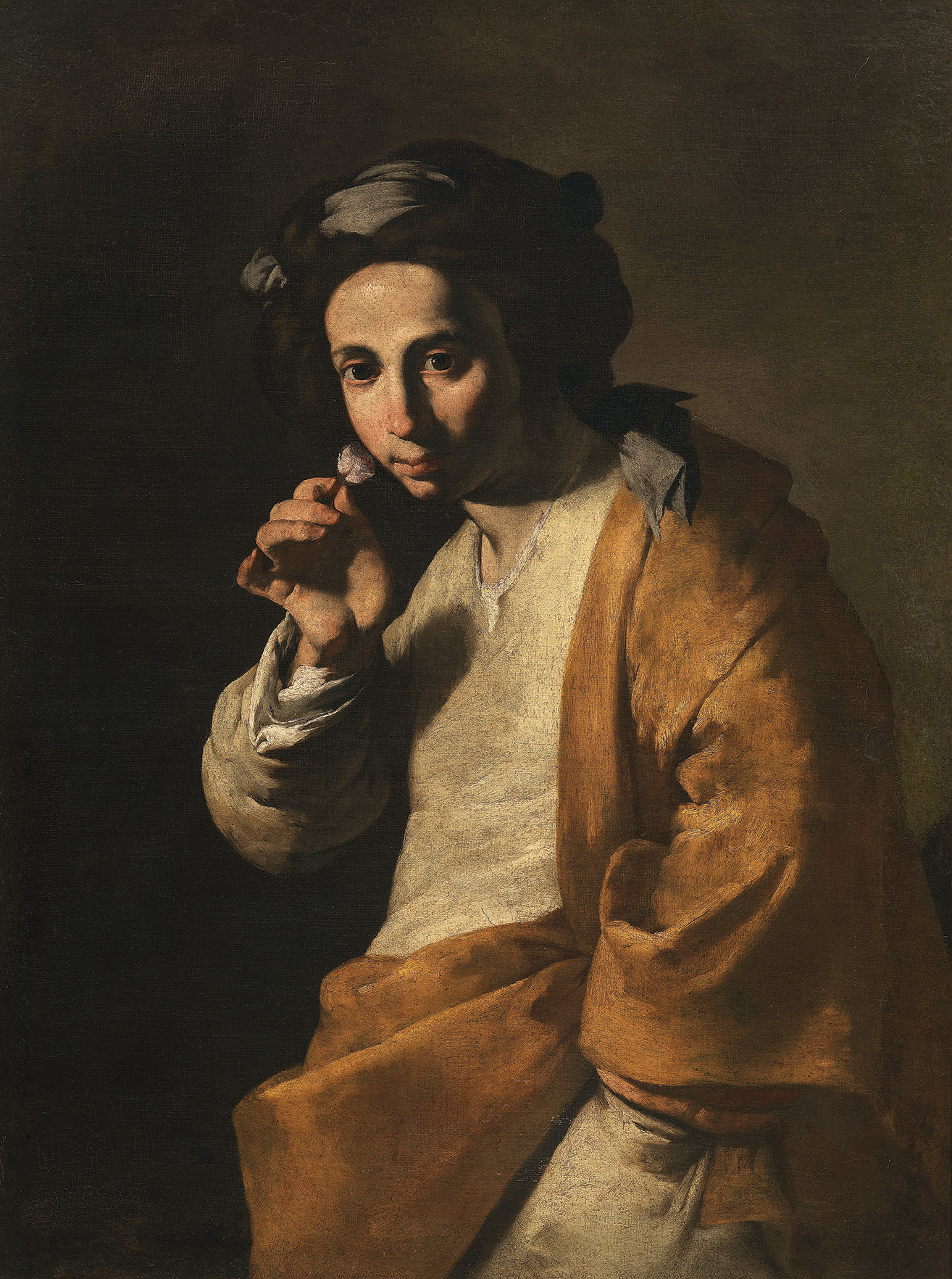 Figure juvénile humant une rose, vers 1635-1640